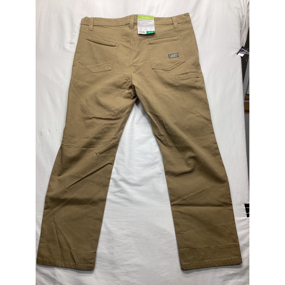 Eddie Bauer Mens Utility Pants Relaxed Fit Saddle Brown 38x32 Stretch New w tags - Picture 4 of 5